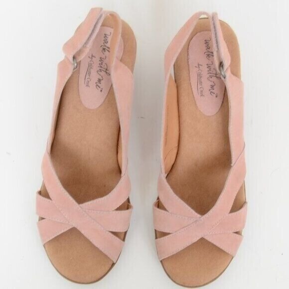 Coldwater Creek Walk with Me Pink Leather Open Toe Slingback Pump Women's 9.5 - Picture 7 of 10